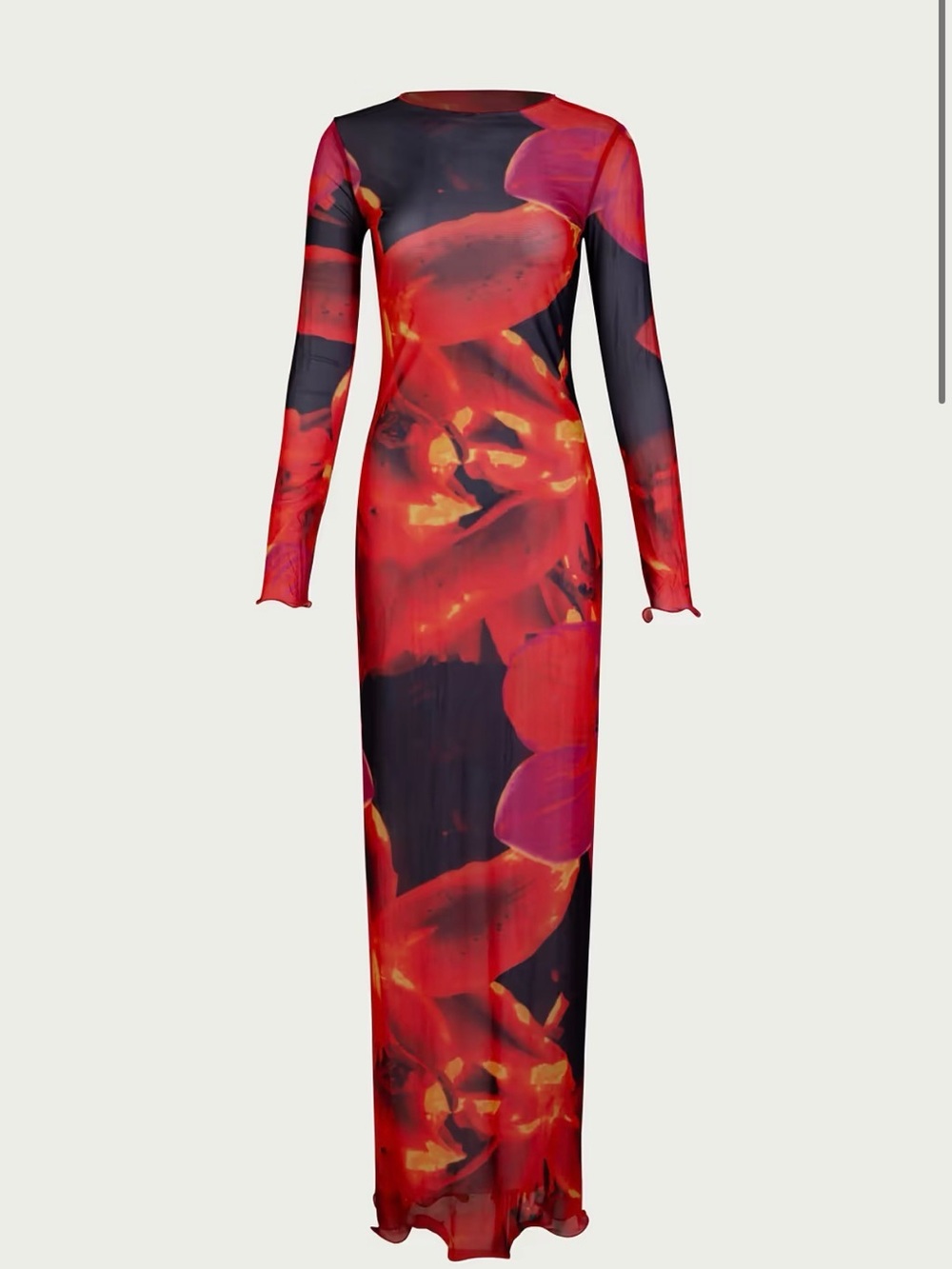 SAME MESH MAXI DRESS Red Tropical